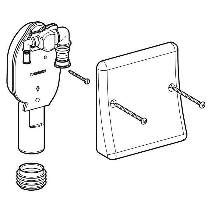 Geberit Set Unterputzsiphon für Geräte, mit zwei Anschlüssen und Abdeckplatte