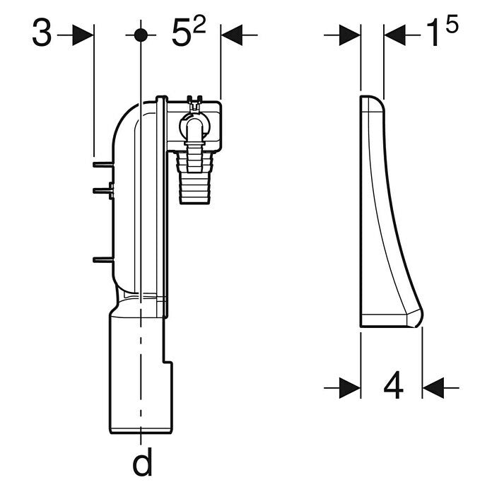 Geberit Set Unterputzsiphon für Geräte, mit zwei Anschlüssen und Abdeckplatte