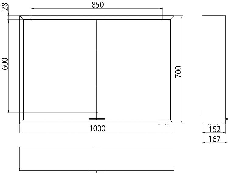 Spiegelschrank emco asis prime, LED, B: 1000mm 2-türig, Rückwand verspiegelt