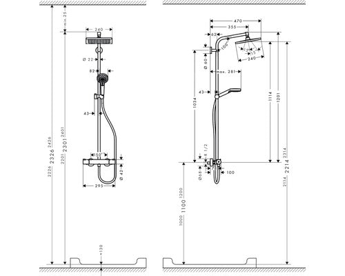 Duschsäule inkl. Thermostat hansgrohe Crometta E Showerpipe 240 1jet chrom 27271000