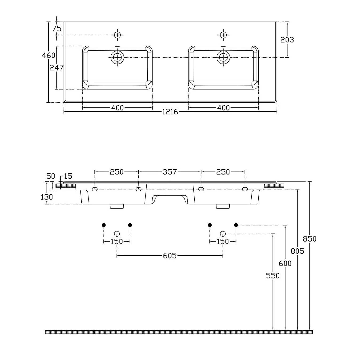 Loft Waschtisch mit Unterschrank 120 cm, 1 Auszug