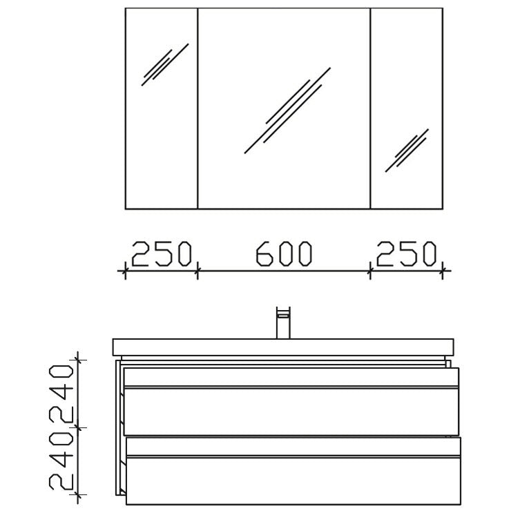 Pelipal Balto Waschtischkombination mit Mineralmarmorwaschtisch 123 cm, Griff V2 und Spiegelschrank