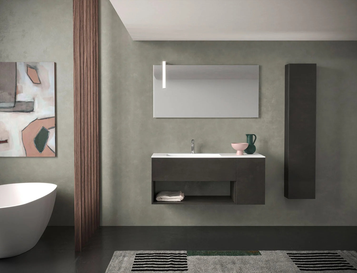 progettobagno Evo 50 Lago Waschtisch mit Unterschrank 120 cm, Ausführung rechts