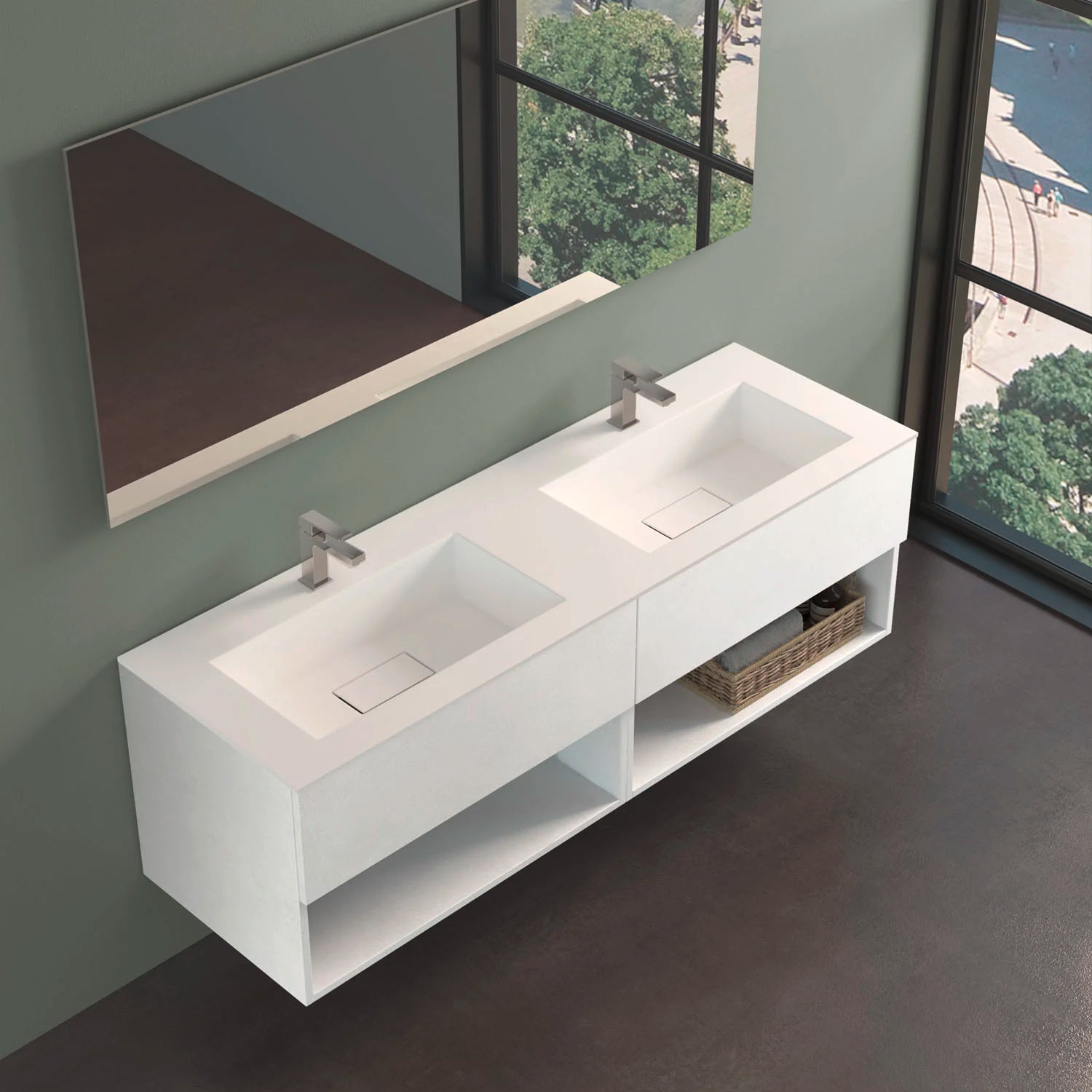 progettobagno Evo 54 Lago Uno Doppel-Waschtisch mit Unterschrank 160 cm