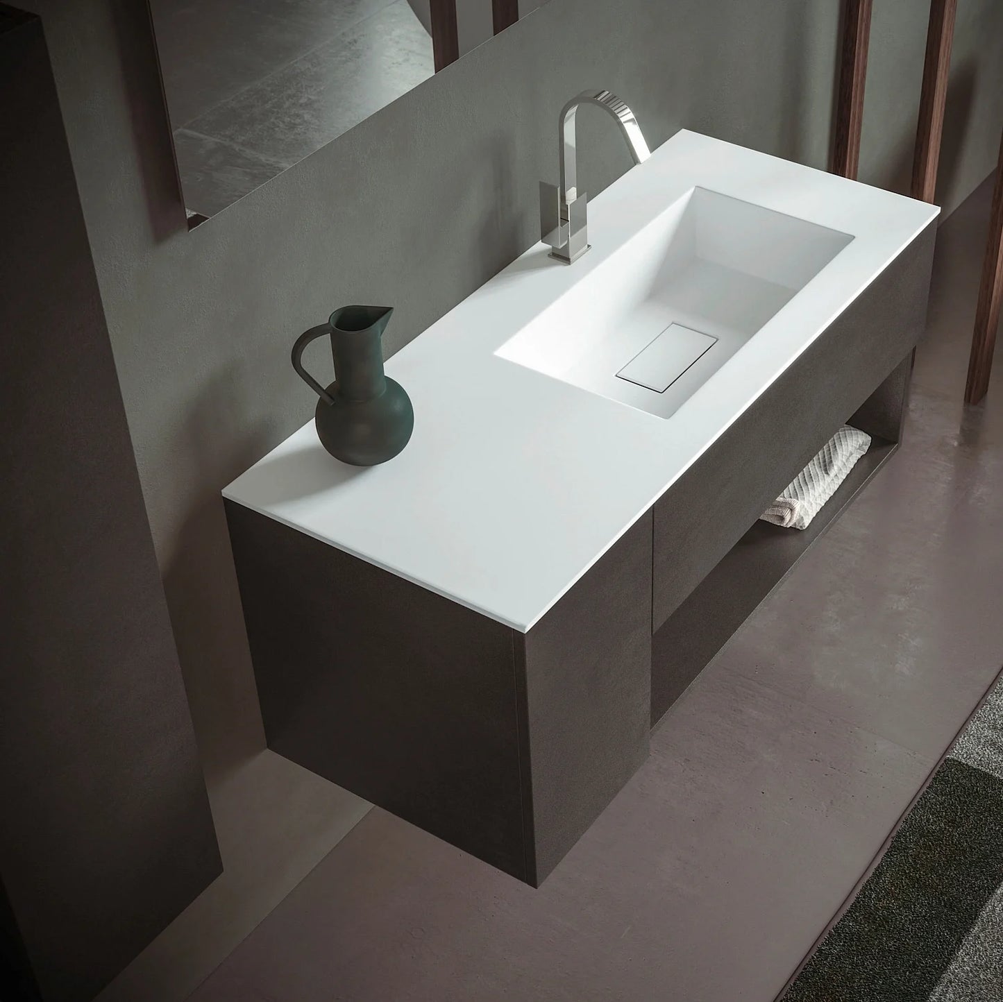 progettobagno Evo 50 Lago Waschtisch mit Unterschrank 120 cm, Ausführung rechts