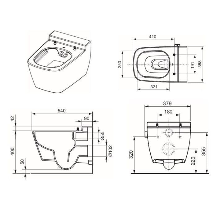 TECE TECEone WC-Keramik mit Duschfunktion, Kaltwasser