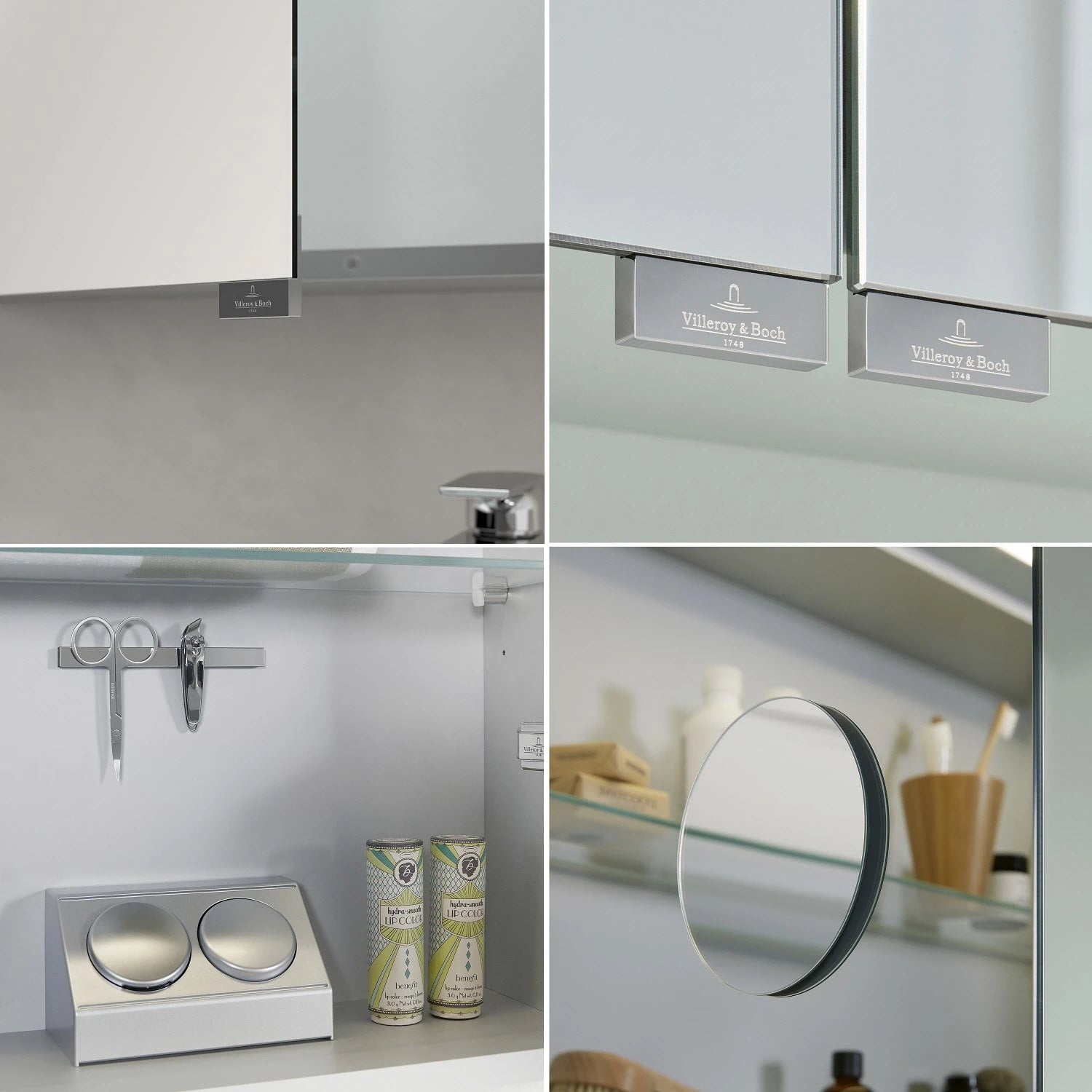 Villeroy & Boch Finero Waschtischunterschrank 130 cm mit Doppelwaschtisch und Spiegelschrank, 4 Auszüge