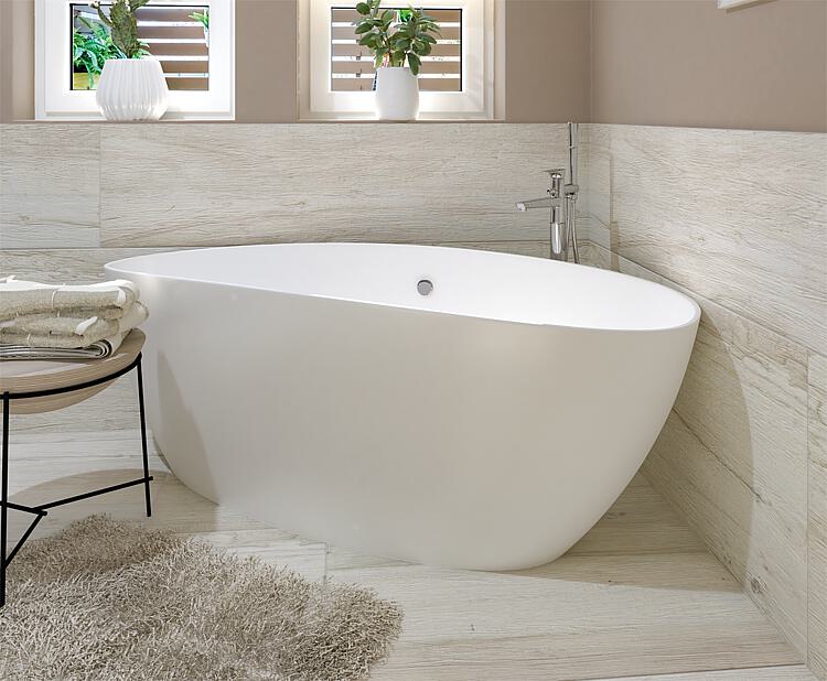 Badewanne EBBA BxHxT: 1700x620x770 mm Überlauf links Inhalt: 250 l Mineralguss weiß