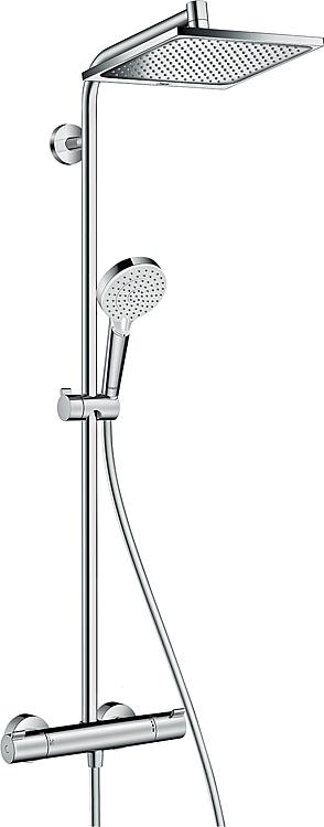 Duschsystem Hansgrohe Crometta E 240 Handbrause, Kopfbrause 240x240 mm und Thermostat chrom