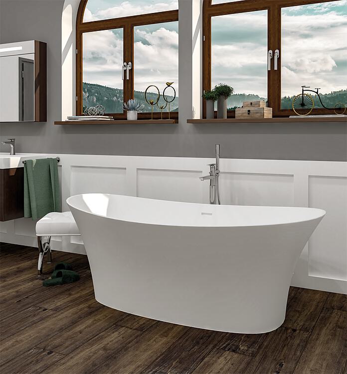 Badewanne Earta 2.0 BxHxT: 1700x635x786 mm freistehend Inhalt: 235 mm Mineralguss weíß