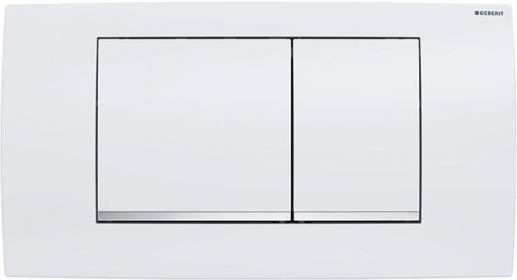 Betätigungsplatte Twinline 30 2-Mengen Taste, weiß mit Designstreifen Hochglanz