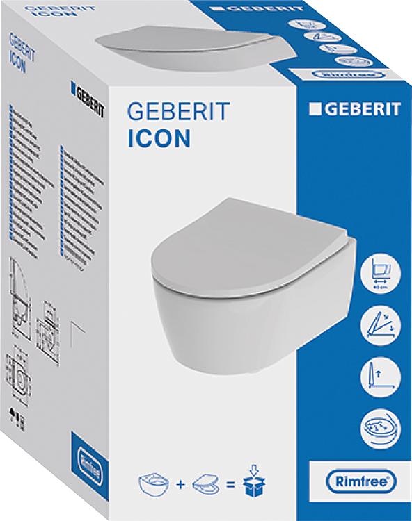 Combi-Pack Geberit Icon XS Wand- Tiefspül-WC, weiß, spülrandlos WC-Sitz Softclose, QuickRelease