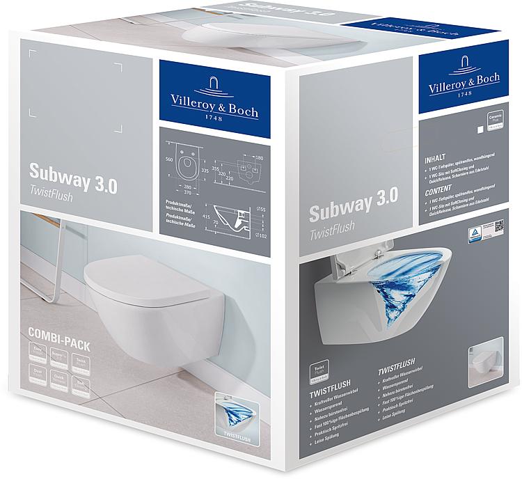 Combi-Pack Villeroy & Boch Subway 3.0 spülrandlos, Softclose weiß