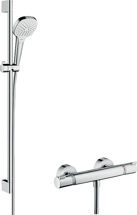 Brausethermostat-Set Hansgrohe Croma Select E Vario Brausestange 900 mm, Handbrause Ø 110 mm und Brauseschlauch chrom