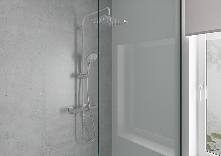 Duschsystem Hansgrohe 230 1jet Vernis Shape Handbrause, Kopfbrause 230x170 mm und Thermostat chrom