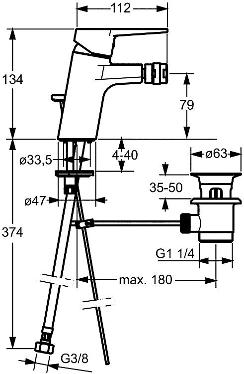 Bidetmischer Hansa Hansatwist Ausladung 112 mm chrom