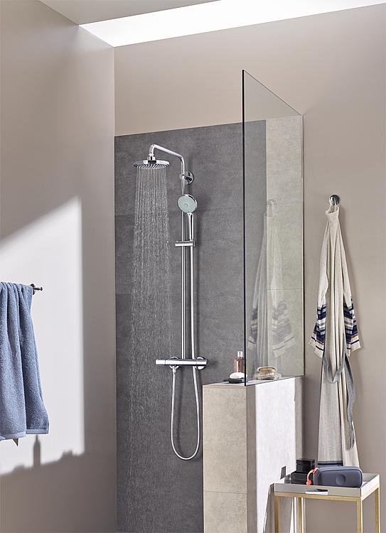 Duschsystem Grohe Euphoria Handbrause, Kopfbrause Ø 180 mm und Thermostat chrom