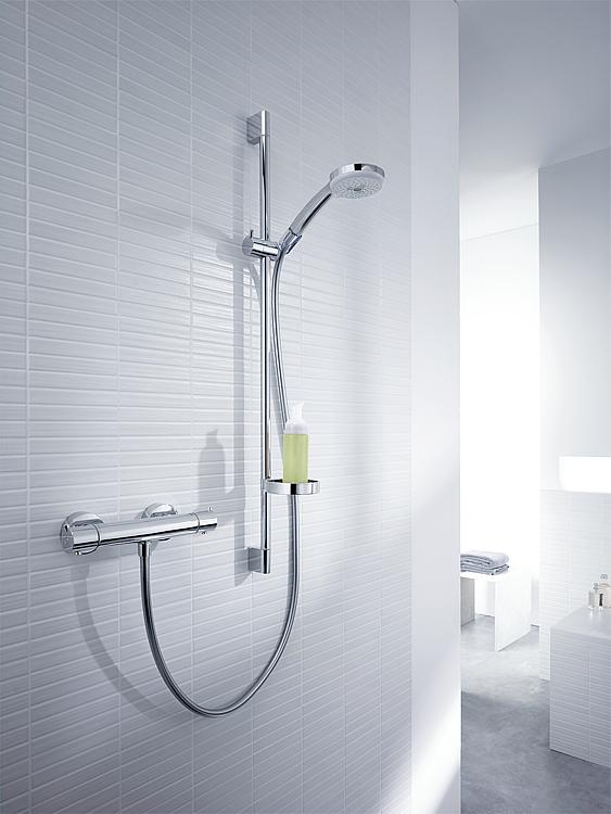 Brausethermostat-Set Hansgrohe Croma 100 Brausestange 900 mm, Handbrause Ø 100 mm und Brauseschlauch chrom