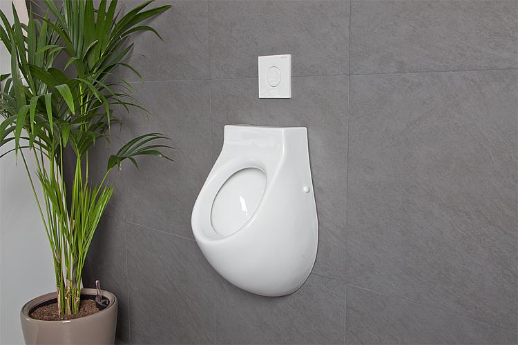 Absaug-Urinal NUVOLA Zulauf von hinten BxHxT: 355x550x290 mm Keramik weiß