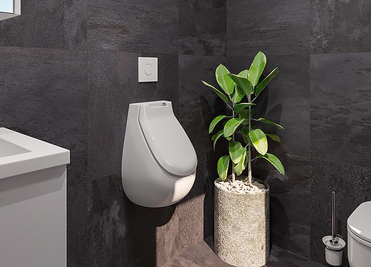 Absaug-Urinal NUVOLA für Deckel Zulauf von hinten BxHxT: 355x550x290 mm Keramik weiß