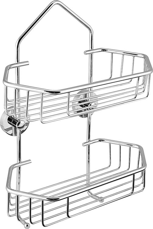 Duschkorb 8000 2 Etagen BxHxT: 246x386x164 mm mit 2 Haken Messing verchromt