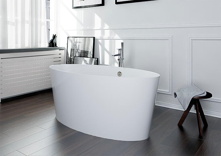 Badewanne OVO BxHxT: 1593x650x720 mm freistehend Inhalt: 310 l Mineralguss weiß